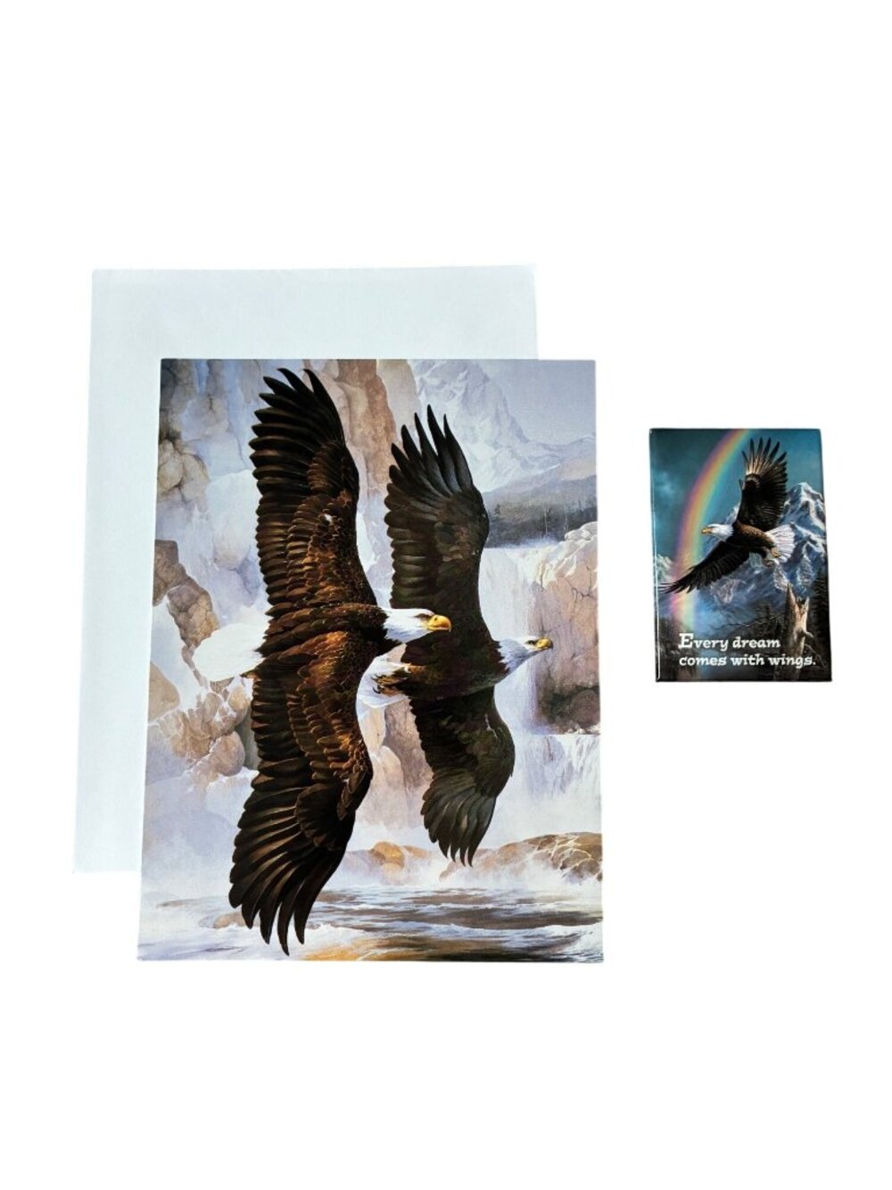 NOS‎ Combo Pack Greeting Card & Magnet Leanin' Tree WINGS OF FREEDOM Eagles